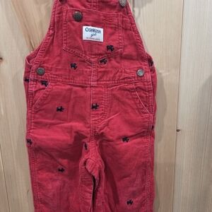 OshKosh B'gosh Red Corduroy Kids Overalls with Embroidery